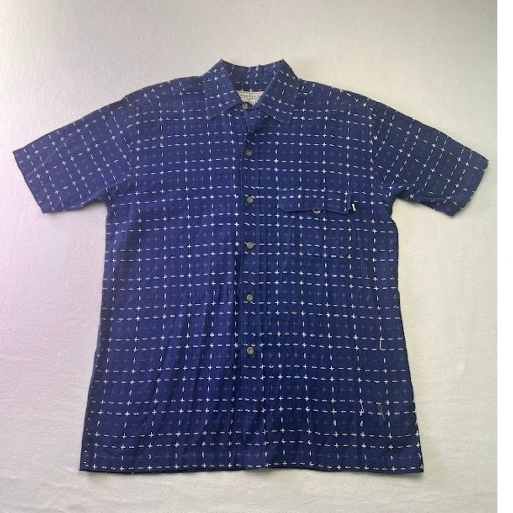 True Grit Shirt Mens Size Small Blue Embroidered Cross Short Sleeve Cotton